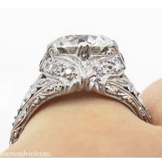 RESERVED... GIA 3.76ct Antique Vintage Old European Diamond Engagement Wedding Platinum Ring 