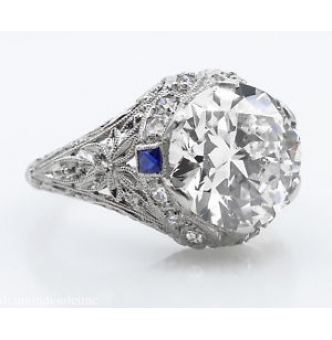 RESERVED... GIA 3.76ct Antique Vintage Old European Diamond Engagement Wedding Platinum Ring 