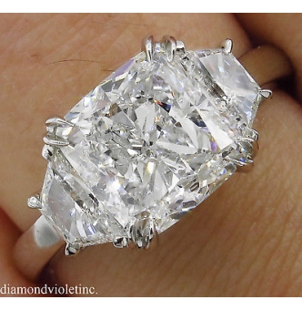 RESERVED GIA 3.55ct Estate Vintage Cushion Diamond 3 Stone Engagement Wedding Platinum Ring 