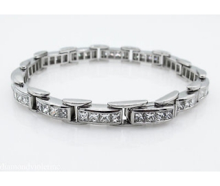 RESERVED... 9.25ct Estate Vintage Princess Diamond Tennis Channel set Bracelet Platinum