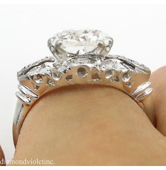RESERVED.... GIA 3.08ct Antique Vintage Old Mine Pear Diamond Engagement Wedding Platinum Ring 