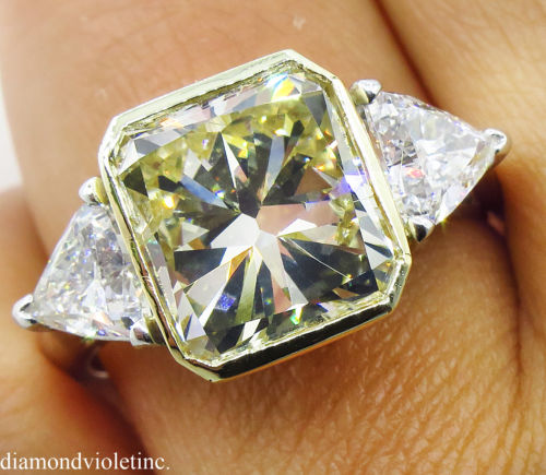RESERVED... 6.06ct Estate Vintage Radiant Diamond 3 Stone Engagement ...