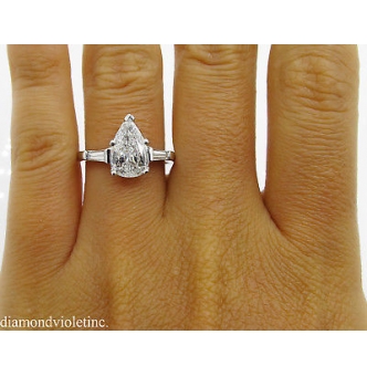 RESERVED... GIA SHY 2.00ct Estate Vintage COLORLESS Pear Diamond Engagement Wedding Platinum Ring 