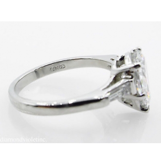 RESERVED... GIA SHY 2.00ct Estate Vintage COLORLESS Pear Diamond Engagement Wedding Platinum Ring 