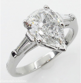 RESERVED... GIA SHY 2.00ct Estate Vintage COLORLESS Pear Diamond ...
