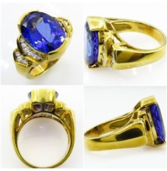 RESERVED... GIA 8.20ct Estate Vintage Tanzanite Diamond Engagement Wedding 18k Yellow Gold Ring