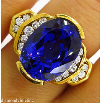 RESERVED... GIA 8.20ct Estate Vintage Tanzanite Diamond Engagement Wedding 18k Yellow Gold Ring