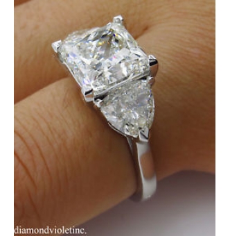 RESERVED... GIA 6.35ct Estate Vintage Princess Diamond 3 Stone Engagement Wedding Platinum Ring