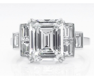 RESERVED... GIA 3.09ct Estate Vintage Emerald Diamond Engagement Wedding Platinum Ring 