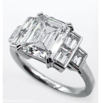 RESERVED... GIA 3.09ct Estate Vintage Emerald Diamond Engagement ...