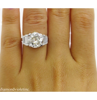 GIA 5.07ct Estate Vintage Old European Diamond Engagement Wedding 18k White Gold Ring
