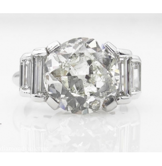 GIA 5.07ct Estate Vintage Old European Diamond Engagement Wedding 18k White Gold Ring