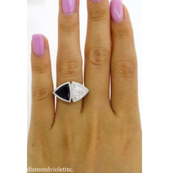 RESERVED.... GIA 3.88ct Estate Vintage Crossover Bypass Diamond Onyx Engagements Wedding Platinum Ring 