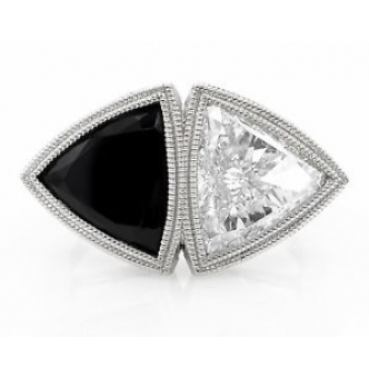 RESERVED.... GIA 3.88ct Estate Vintage Crossover Bypass Diamond Onyx Engagements Wedding Platinum Ring 