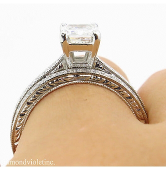 GIA SHY 2.00ct Estate Vintage Radiant Diamond Engagement Wedding Platinum Ring 
