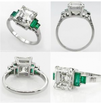 RESERVED... 4.29ct Estate Vintage Asscher Diamond Engagement Wedding Platinum Ring EGL USA