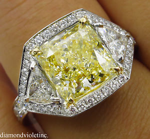 RESERVED... GIA 5.84ct Estate Vintage Fancy Yellow Cushion Diamond ...