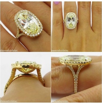 RESERVED.... 7.09ct Estate Vintage Fancy Yellow Oval Diamond Halo Engagement Wedding 18k Yellow Gold Ring EGL USA