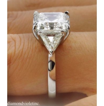 RESERVED... GIA 5.35ct Estate Vintage Asscher Diamond 3 Stone Engagement Wedding Platinum Ring 