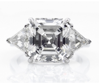 RESERVED... GIA 5.35ct Estate Vintage Asscher Diamond 3 Stone Engagement Wedding Platinum Ring 