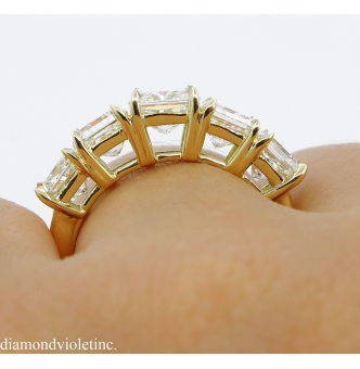 RESERVED... 4.07ct Estate Vintage Radiant Diamond 5 Stone Engagement Wedding 18k Yellow Gold Band Ring 