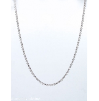 Reserved 7.50ct Estate Vintage Round Diamond Tennis Necklace in 14k White Gold 