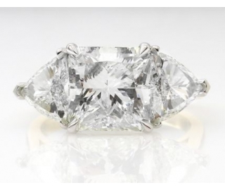 RESERVED....GIA Shy 5.00ct Estate Vintage Radiant Diamond 3 Stone Engagement Wedding Plat/ 18k Yellow Gold Ring 