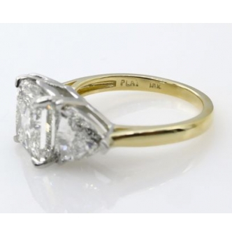 RESERVED....GIA Shy 5.00ct Estate Vintage Radiant Diamond 3 Stone Engagement Wedding Plat/ 18k Yellow Gold Ring 