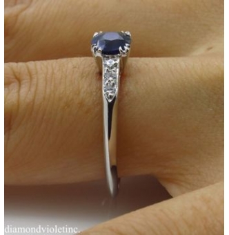RESERVED... 0.80ct Antique Vintage Art Deco Blue Sapphire Diamond Engagement Wedding Platinum Ring 