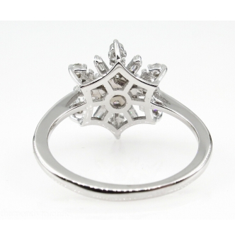 RESERVED... 0.50ct Estate Vintage Diamond Snowflake Cluster Engagement Ring 14k White Gold