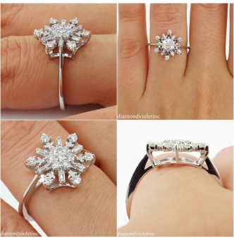 RESERVED... 0.50ct Estate Vintage Diamond Snowflake Cluster Engagement Ring 14k White Gold