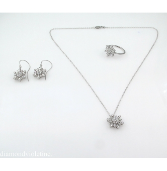RESERVED 1.00ct Estate Vintage Diamond Snowflake Drop Earrings 14k White Gold