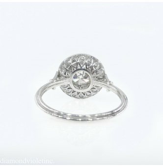 RESERVED....GIA 1.57ct Estate Vintage Round Diamond Halo Engagement Wedding Platinum Ring