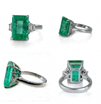 RESERVED....GIA 8.48ct Estate Vintage Colombian Green Emerald Diamond 3 Stone Engagement Wedding Platinum Ring