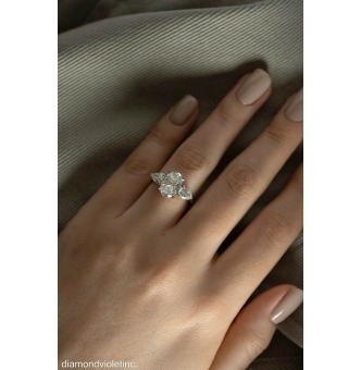 RESERVED... GIA 4.01ct Estate Vintage Oval Diamond 3 Stone Engagement Wedding Platinum Ring