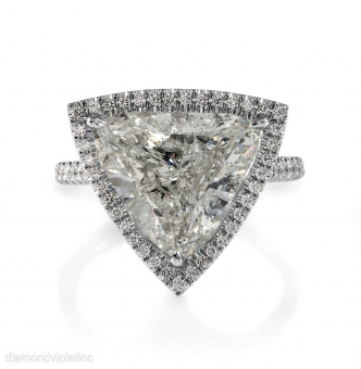 RESERVED  GIA 6.01ct Estate Vintage Trillion Diamond Halo Engagement Weeding Platinum Ring
