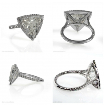 RESERVED  GIA 6.01ct Estate Vintage Trillion Diamond Halo Engagement Weeding Platinum Ring