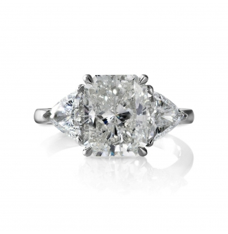 RESERVED... GIA 4.01CT Estate Vintage Radiant Diamond 3 Stone Engagement Wedding Platinum Ring