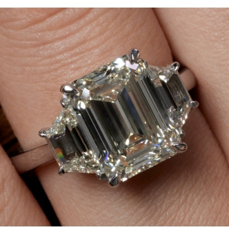 RESERVED.... GIA 5.01ct Estate Vintage Emerald cut Diamond 3 Stone Engagement Wedding Platinum Ring 