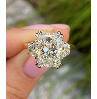 RESERVED... GIA 5.79ct Estate Vintage Radiant Diamond Three-stone Engagement Wedding Ring Plat/18k YG