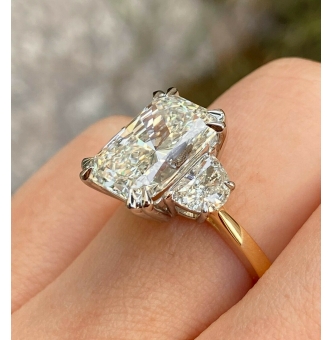 RESERVED... GIA 5.79ct Estate Vintage Radiant Diamond Three-stone Engagement Wedding Ring Plat/18k YG