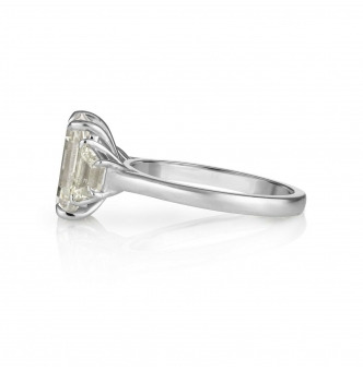 GIA Shy 5.0ct Estate Vintage Emerald Diamond Three Stone Engagement Wedding Platinum Ring 