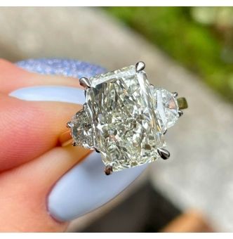 GIA 6.04ct Estate Vintage Radiant Diamond Engagement Wedding 18k Yellow Gold Platinum Ring