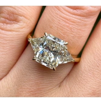 GIA 3.57ct Estate Vintage Radiant Diamond Engagement Wedding 18k Yellow Gold Ring 