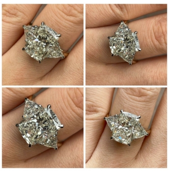 GIA 5.06ct Estate Vintage Cushion Diamond Engagement Wedding 18k Yellow Gold Platinum Ring