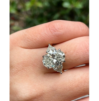 RESERVED... GIA Shy 6ct Estate Vintage Oval Diamond Engagement Wedding 18k YG Platinum Ring