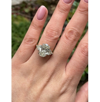RESERVED... GIA Shy 6ct Estate Vintage Oval Diamond Engagement Wedding 18k YG Platinum Ring