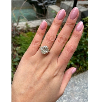 RESERVED... GIA Shy 6ct Estate Vintage Oval Diamond Engagement Wedding 18k YG Platinum Ring