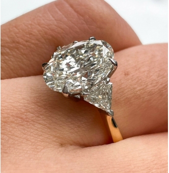 RESERVED... GIA Shy 6ct Estate Vintage Oval Diamond Engagement Wedding 18k YG Platinum Ring