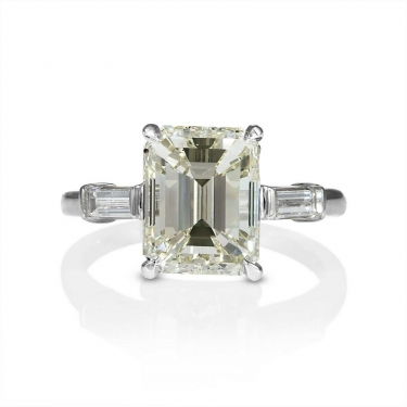 GIA 4.50ct Estate Vintage Emerald cut Diamond Engagement Wedding Platinum Ring